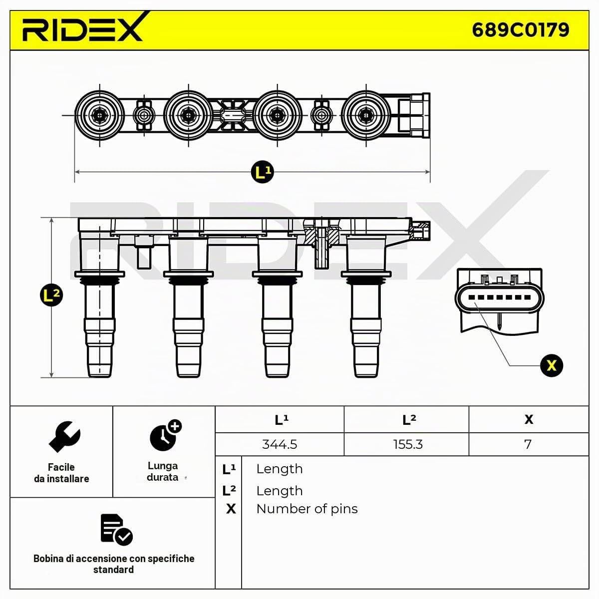 RIDEX 689C0179 Bobina d'accensione Compatibilità con CHEVROLET ORLANDO J309