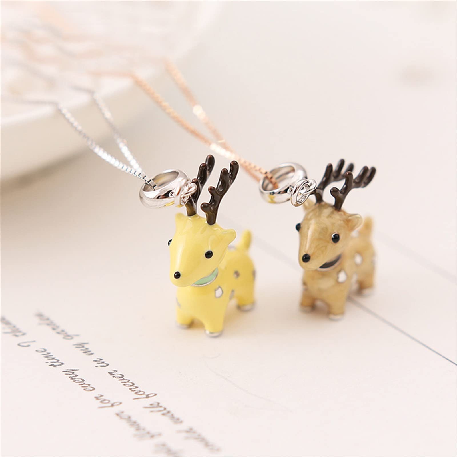 925 Srebrne Koraliki Charm Dziecko Caribou Wisiorek Charm Emalia Pasuje Bransoletka Kobiety Biżuteria DIY 1 sztuka
