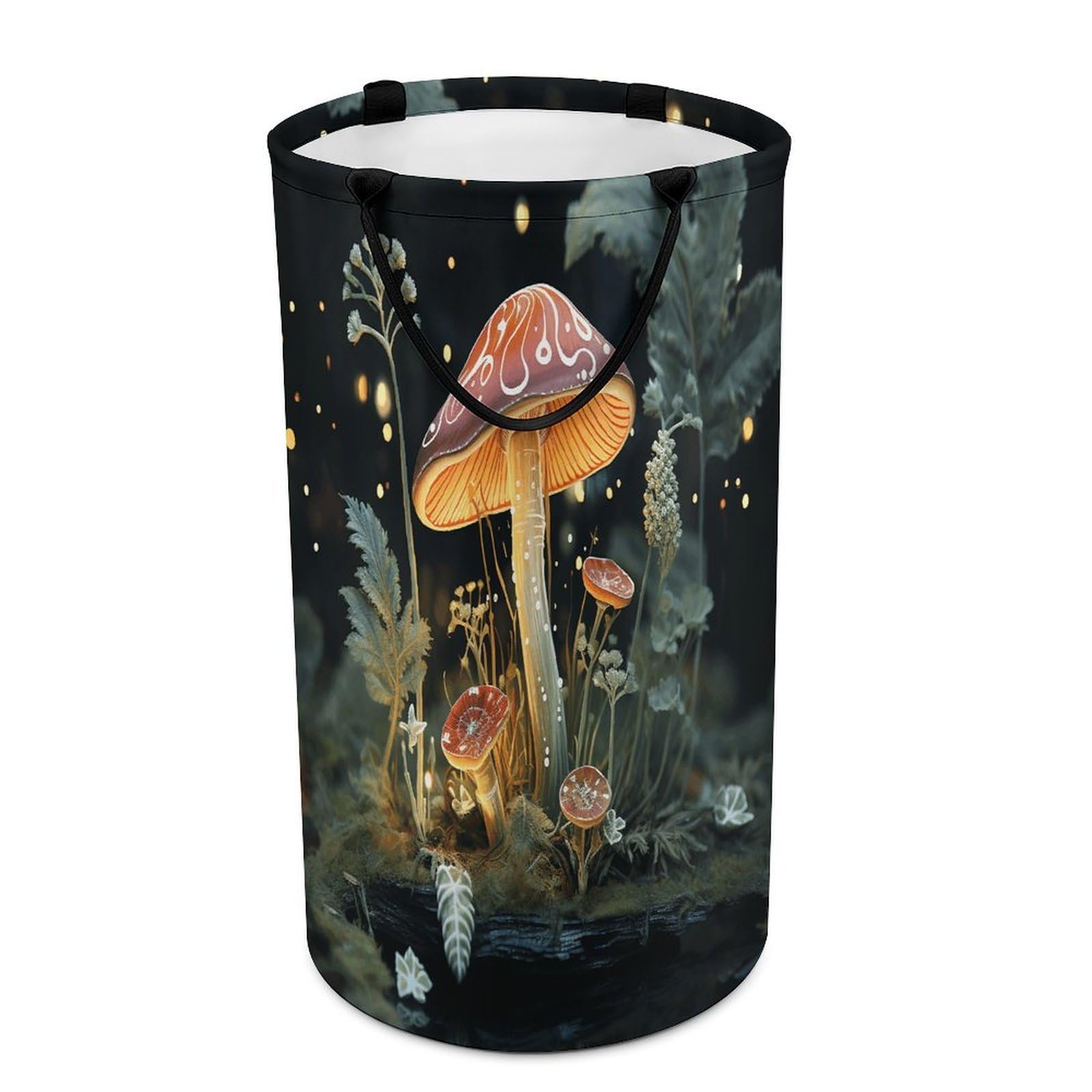Butterfly Mushroom Laundry Basket Large Foldable Laundry Hamper with Handles Freestanding Collapsible Clothes Basket Waterproof Portable Dirty Clothes Hamper for Bathroom 86L