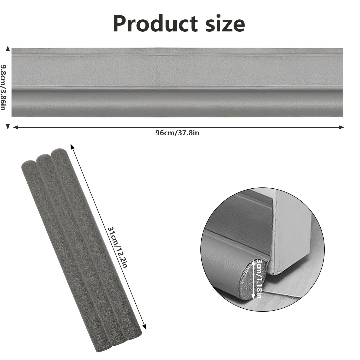 Paraspifferi Per Porta 96 Cm Bianco – Cuscino Antivento, Antipolvere E Antirumore Per Bagno E Cucina