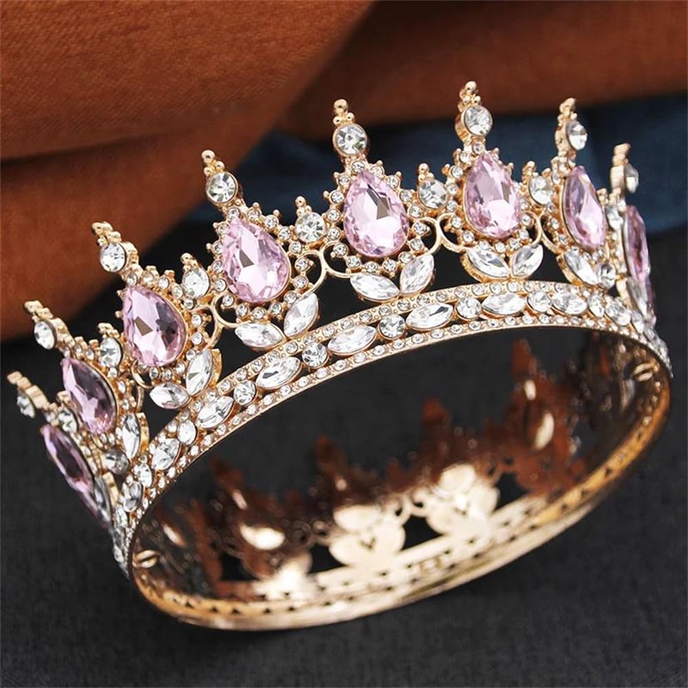 LNNSHX Diademe und Kronen für Damen, Strasssteine, Abschlussball, Hochzeit, Party, volles rundes Diadem, Braut-Haarschmuck