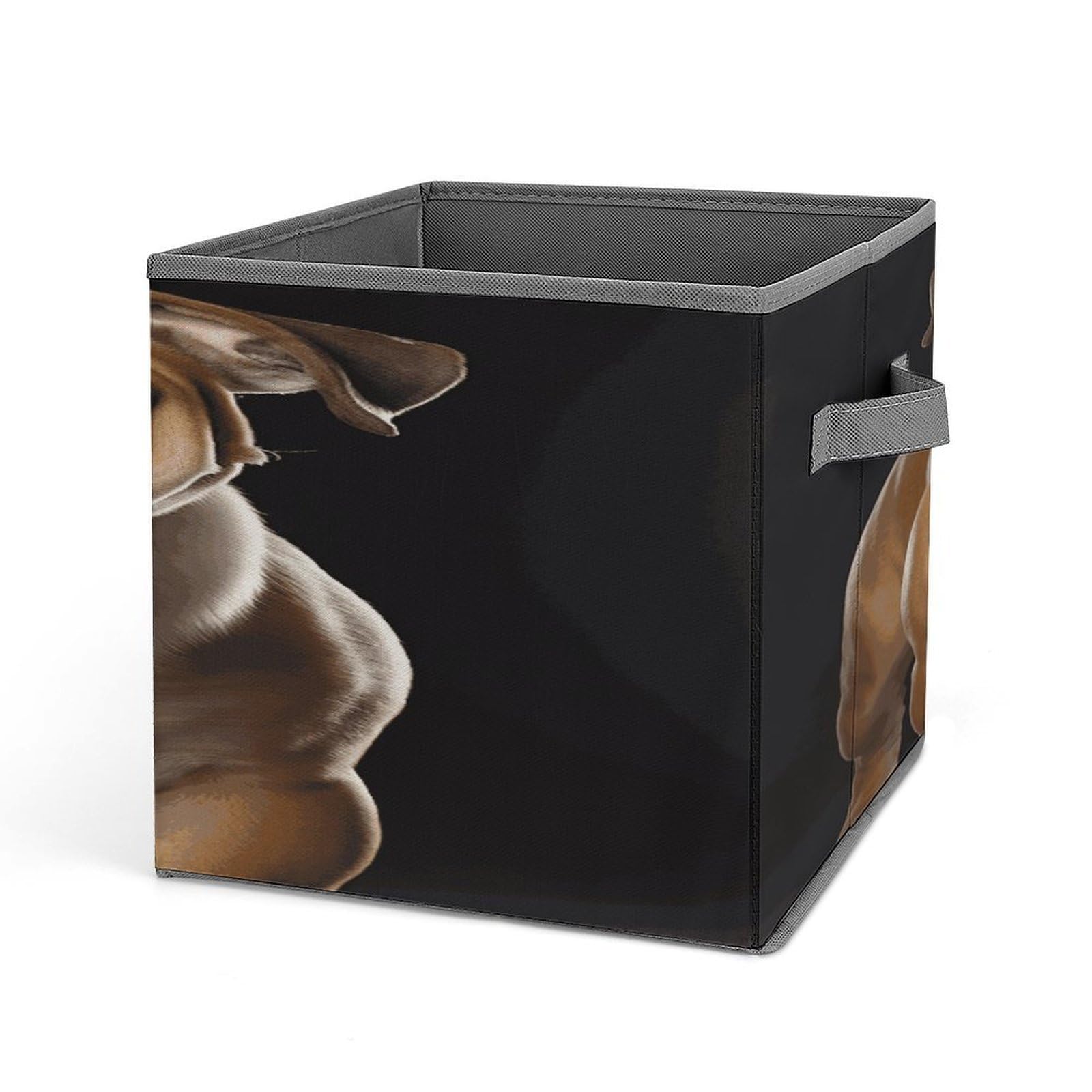 Fodpand Style English-Bulldog Storage Cubes Foldable Decorative Fabric, Storage Bins Baskets With Handles, Closet Organizers And Storage For Home, Office,Closet, Clothes