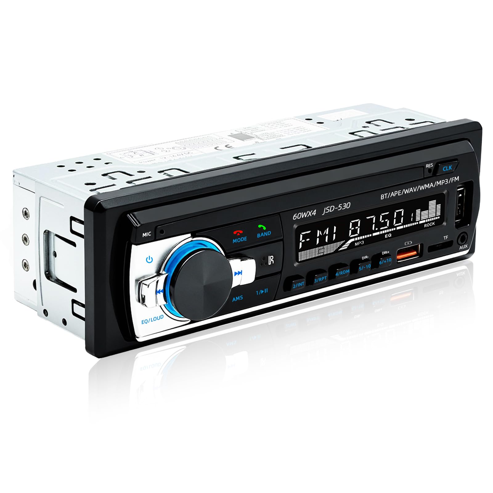 1-DIN Autoradio Met Bluetooth 5.0, Handsfree Bellen, FM-radio, USB, TF, AUX, MP3-speler En Snel Opladen