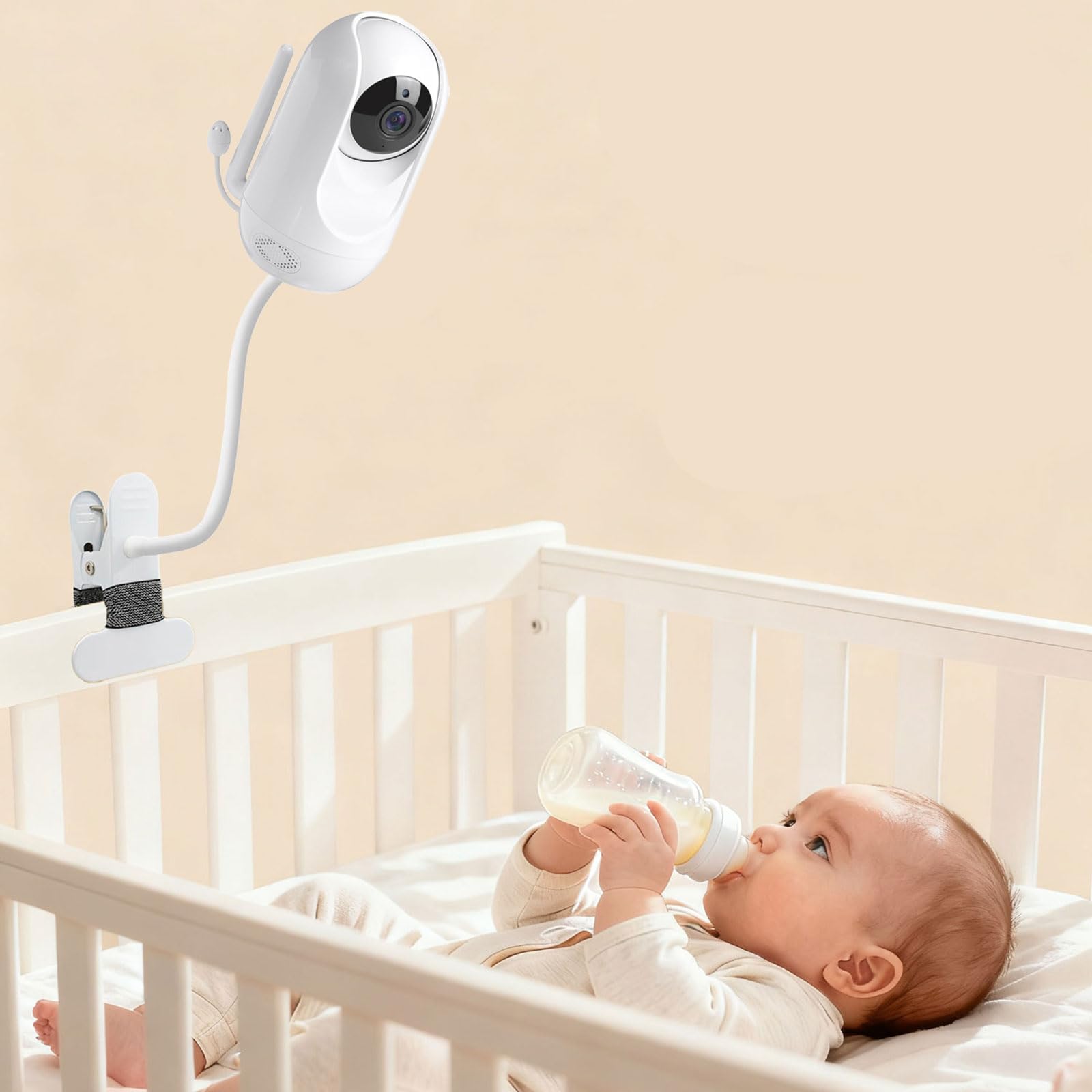 Uchwyt do elektronicznej niani Nanit Pro Smart Baby Monitor i Flex Stand Baby Monitor, HelloBaby HB6550/HB65/HB66/HB248/HB6351/HB40/HB6339, ANMEATE SM935E, ramię typu gęsia szyja, elastyczny zacisk