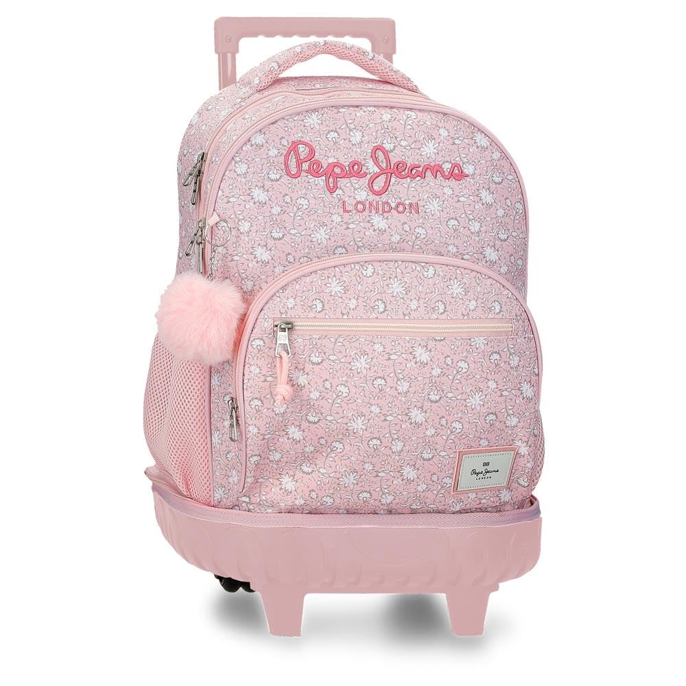 Pepe Jeans MIA Zaino Compatto Staccabile 2 Ruote Rosa Chiaro 32x45x21 cm Poliestere 30.2L di Joumma Bags
