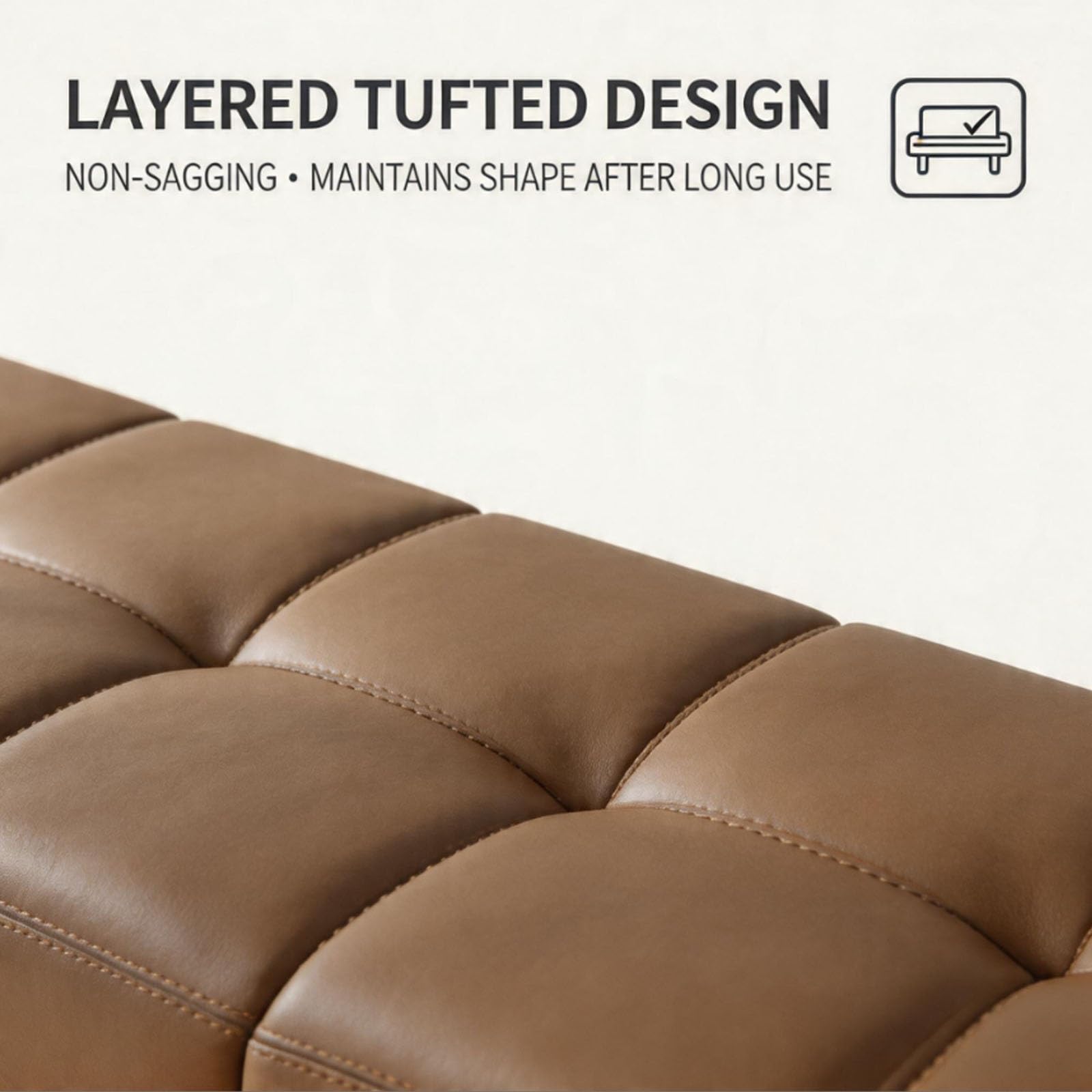 Banco con Almacenaje de Cuero de Silicona, Baúl Puff Taburete de Dormitorio Pie de Cama para Almacenamiento, Banqueta Zapatero de Entrada con Esponja de Alta Resiliencia(D,140cm/59in)
