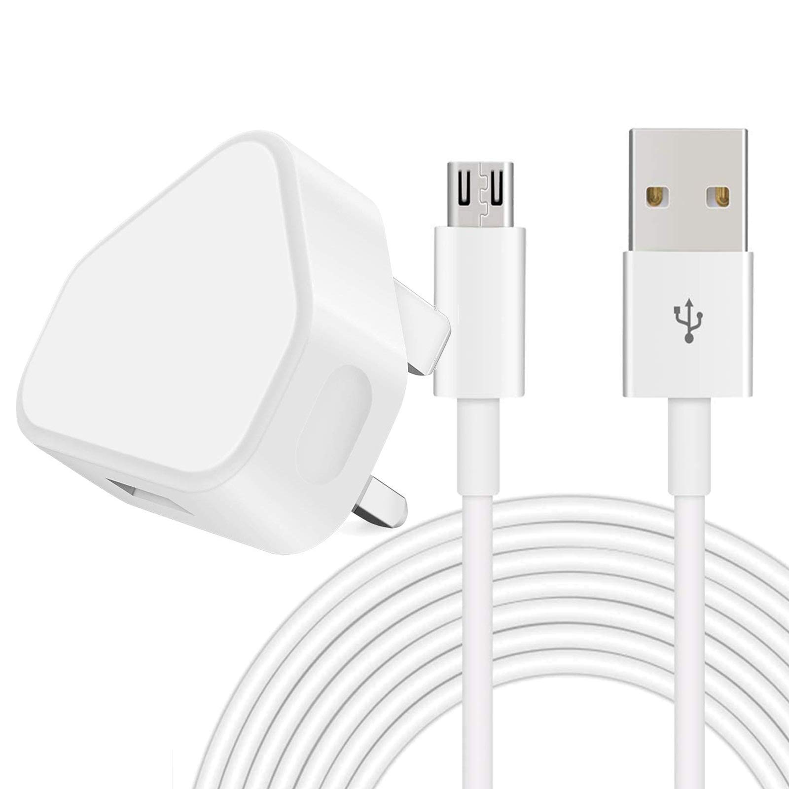 Galaxy S7 Charger + Cable 1 Meter [ 2 in 1 ] Compatible For Samsung Galaxy J3 J5 J7 2017 2018. S7/S5 HTC Huawei Sony Nexus Nokia PS4 Controller Fast Charger (1 Meter, White)