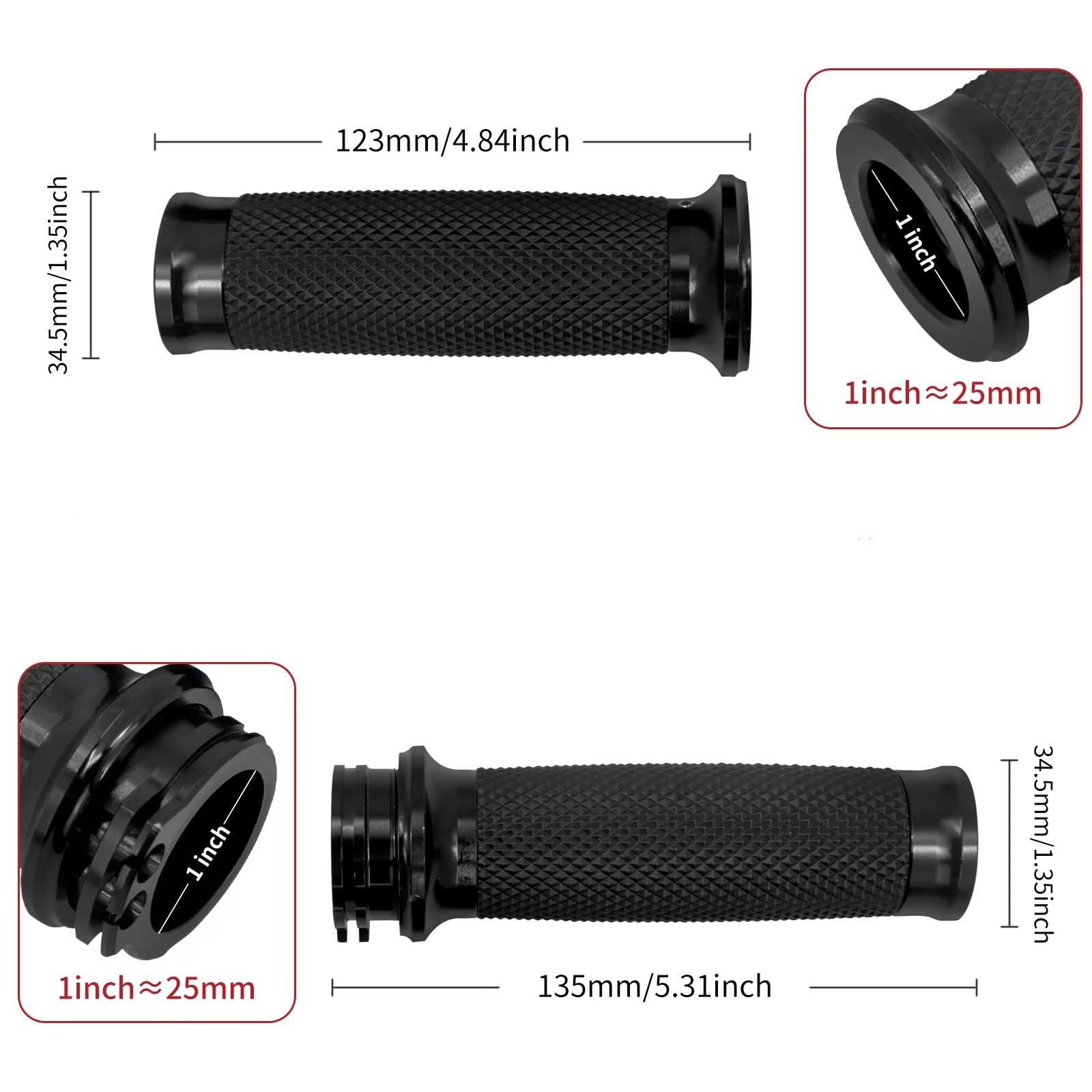 Coprimanubrio Moto Manopole Anti Manica Per Touring XL Manopole manubrio moto | Copri Manubrio Per Moto Da 1 "25 Mm. Manopole Universali Per Manubrio. Manicotto Antivibrante(Style A)