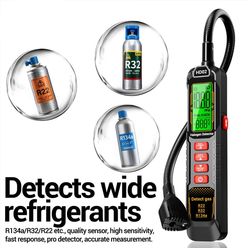 Détecteur de fuite halogène rechargeable R22, R32, pour R134a - Testeur de gaz pour climatisation et système de réfrigération avec détection professionnelle, pour climatiseurs domestiques et
