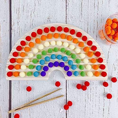 Sunmero Wood Peg Board Beads Recreation Shade Sorting Toys Counting Toy Math Video games for Toddlers (Rainbow)