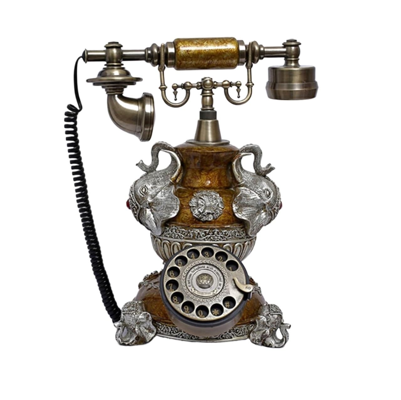 Obrotowy telefon retro, zabytkowy telefon przewodowy, obrotowy telefon domowy, zabytkowy telefon stacjonarny, telefon biurowy z wolnymi rękami