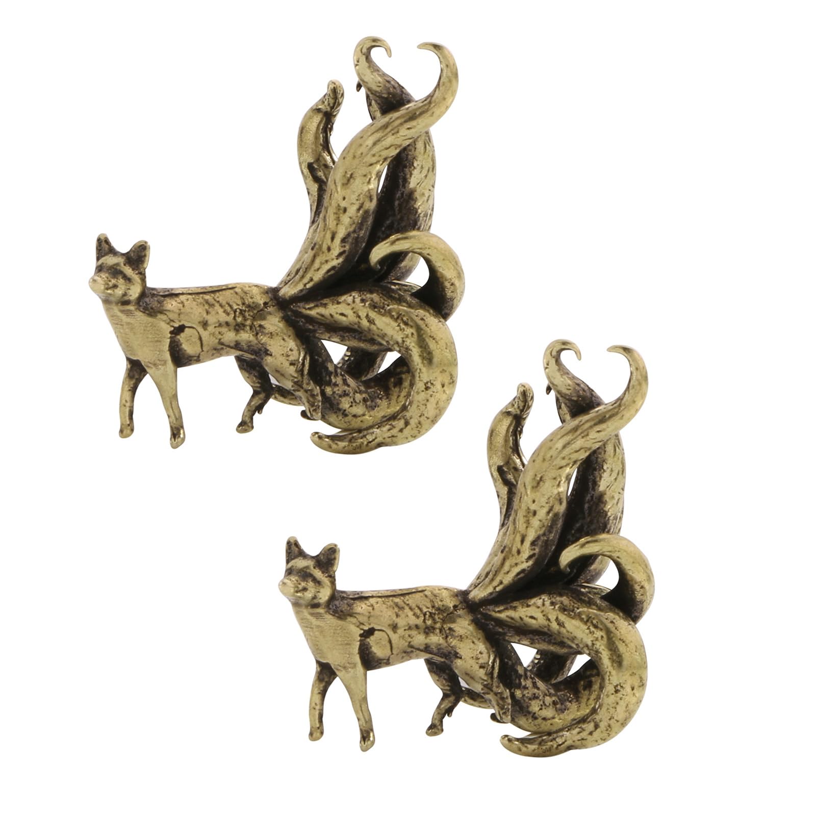 Kaeltsyn Brass Animal Statues Foxes Figurine Sculptures Ornament for Bookshelf Cabinet Home Decors Tabletop Centerpieces Gift Table Ornament
