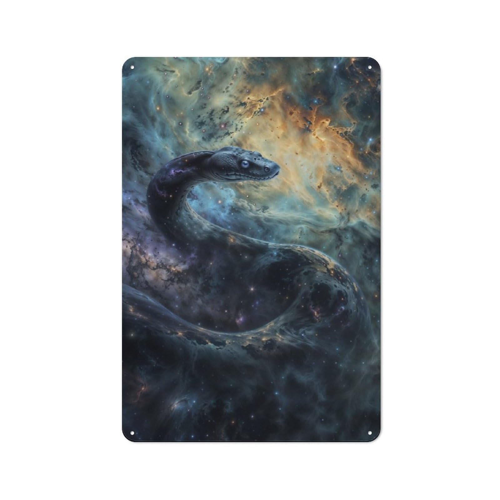 Junmoney Cosmic Nebula Serpent Rustic Metal Sign 30X20cm For Café Or Restaurant, For Vintage Wall Decor Fans, For Living Room And Hallway Decor