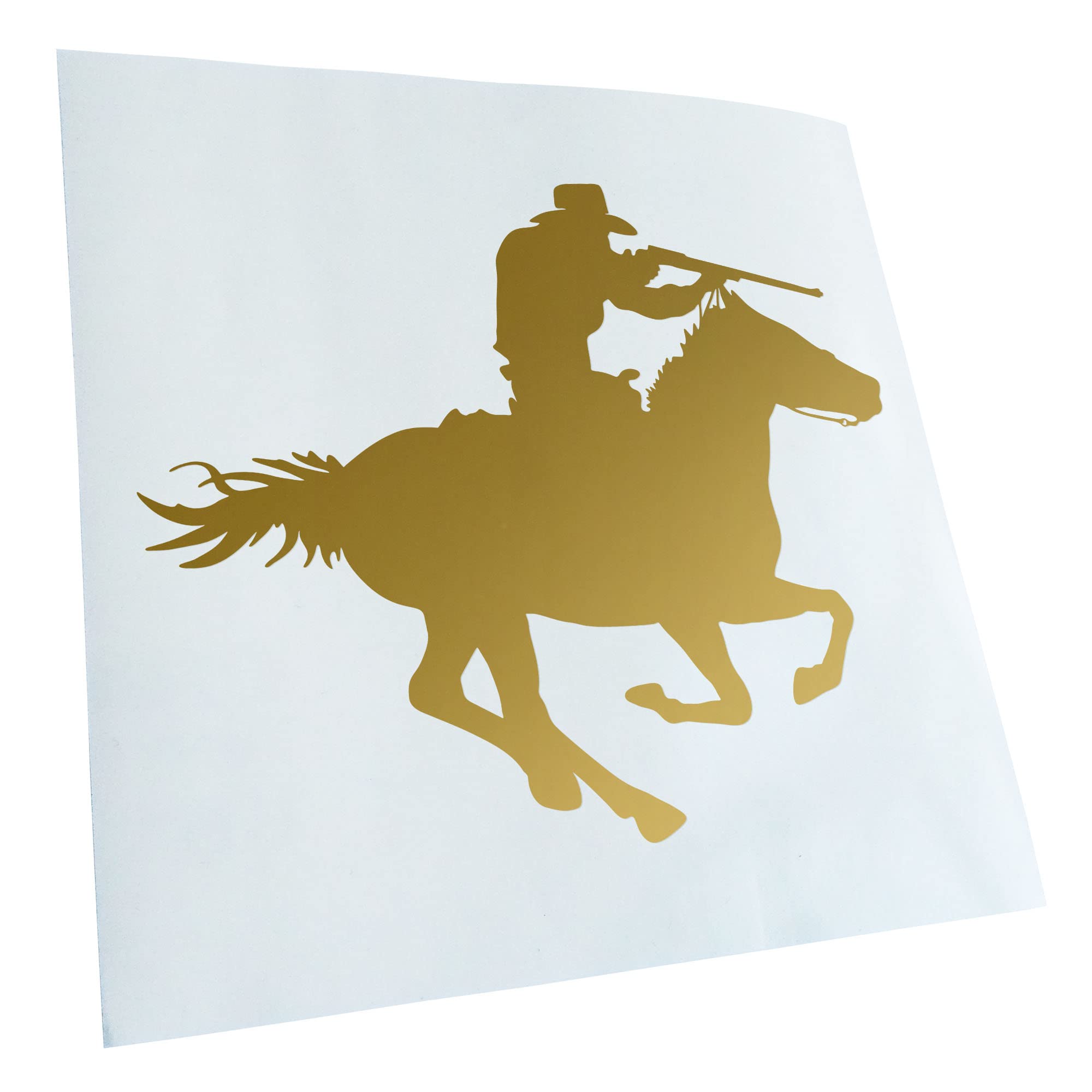 Kiwistar - Car Sticker - Gold - 40 x 33 cm Cowboy with Horse Shooting Sticker for Car, Laptop, Bicycle, Truck, Motorcycle Multicoloured JDM Decal Racing