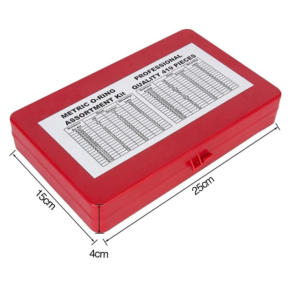 Kit di assortimento di O-ring neri universali da 419 pezzi/set con una scatola di immagazzinaggio for impianti idraulici, automobilistici, riparazioni generali, casalinghi