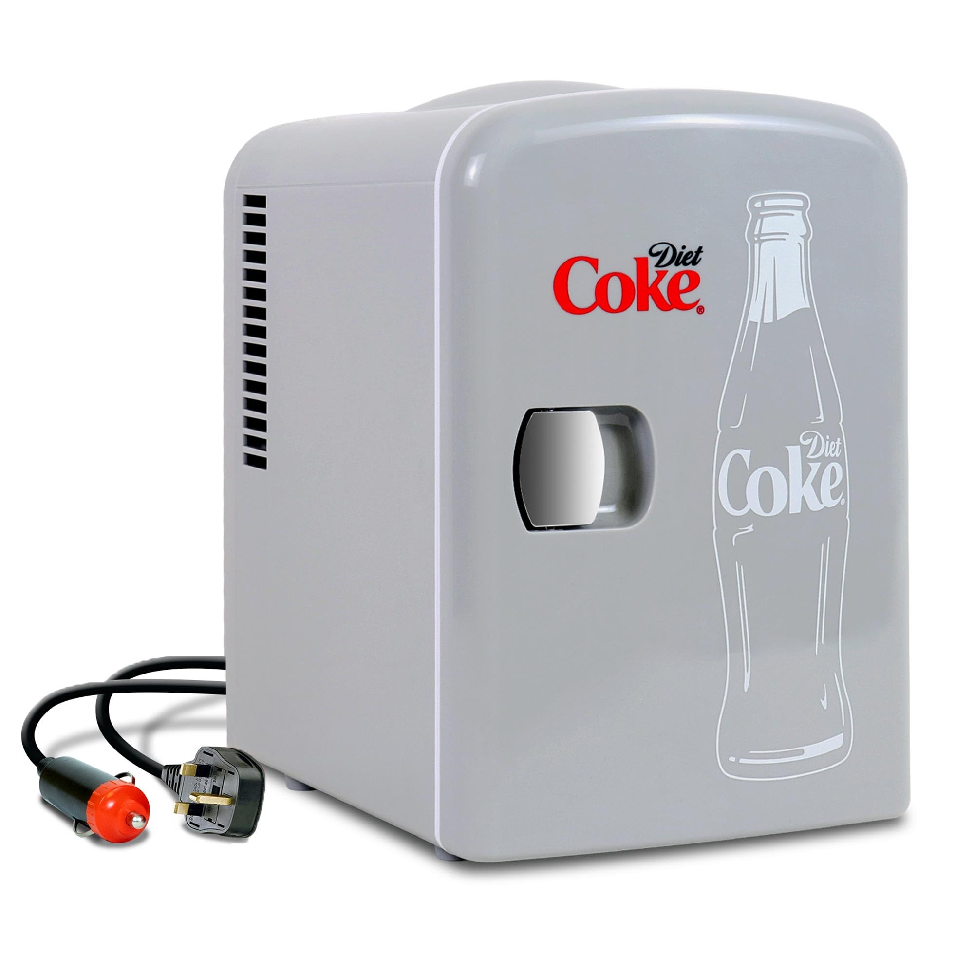 Diet Coke Mini Fridge - 6 Can Refrigerator for Bedroom Office, Portable Table Top Beverage Cooler, 12V 110V Refrigerador For Drinks, Soda, Wine, Use In Car, Dorm, Outdoor, Patio