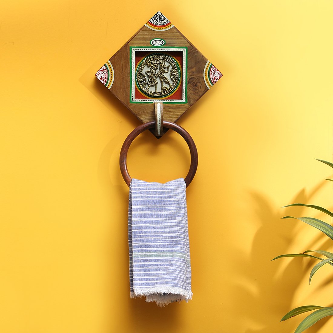 ExclusiveLane Brass-Y on Wood Warli Hand-Painted Sheesham Wood Towel Ring for Wash Basin & Bathroom (Natural Light Brown) (B075M6956P) Amazon Price History, Amazon Price Tracker