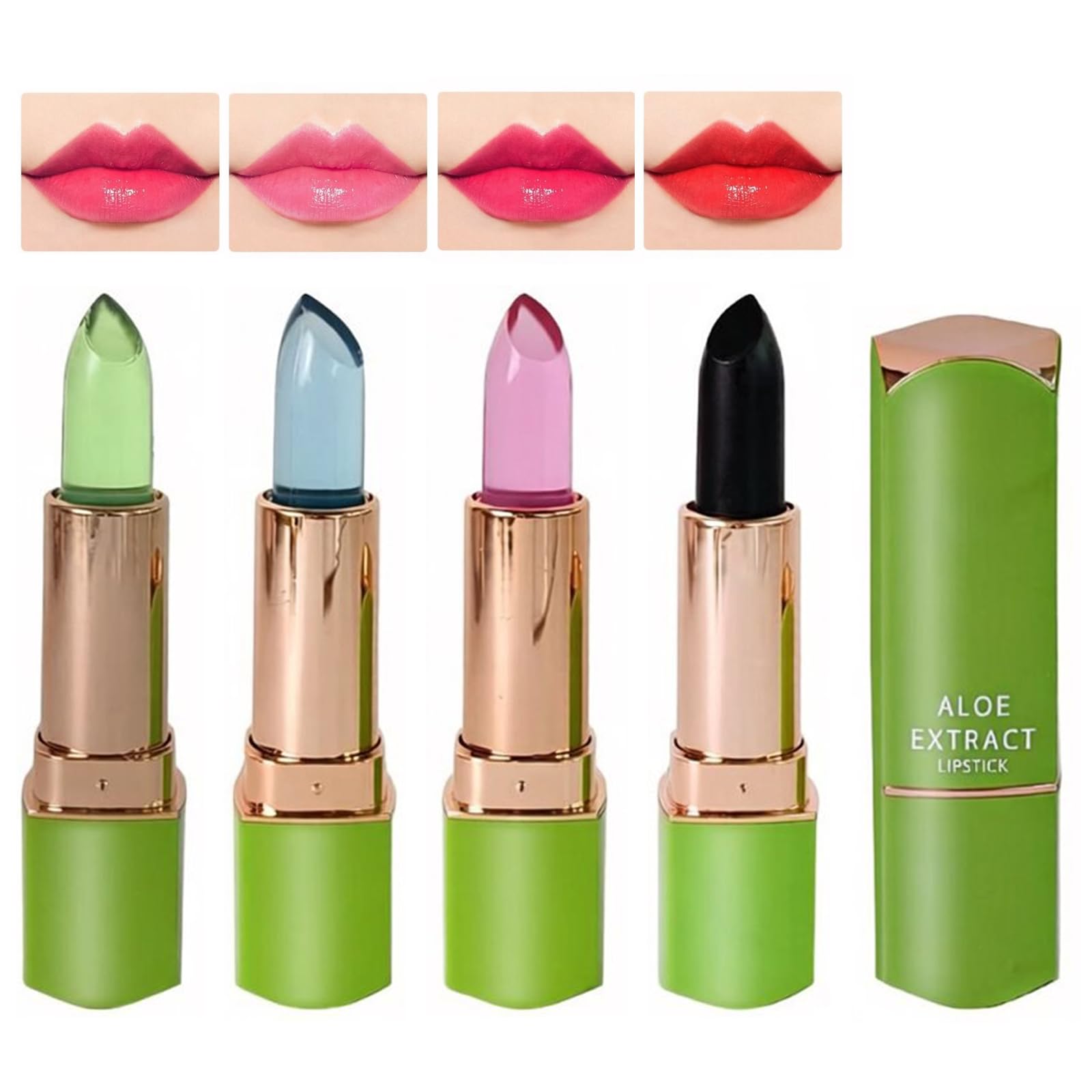 Set di 4 Rossetti PH Reagente Cambia Colore con Aloe Vera Rossetto Lunga Durata