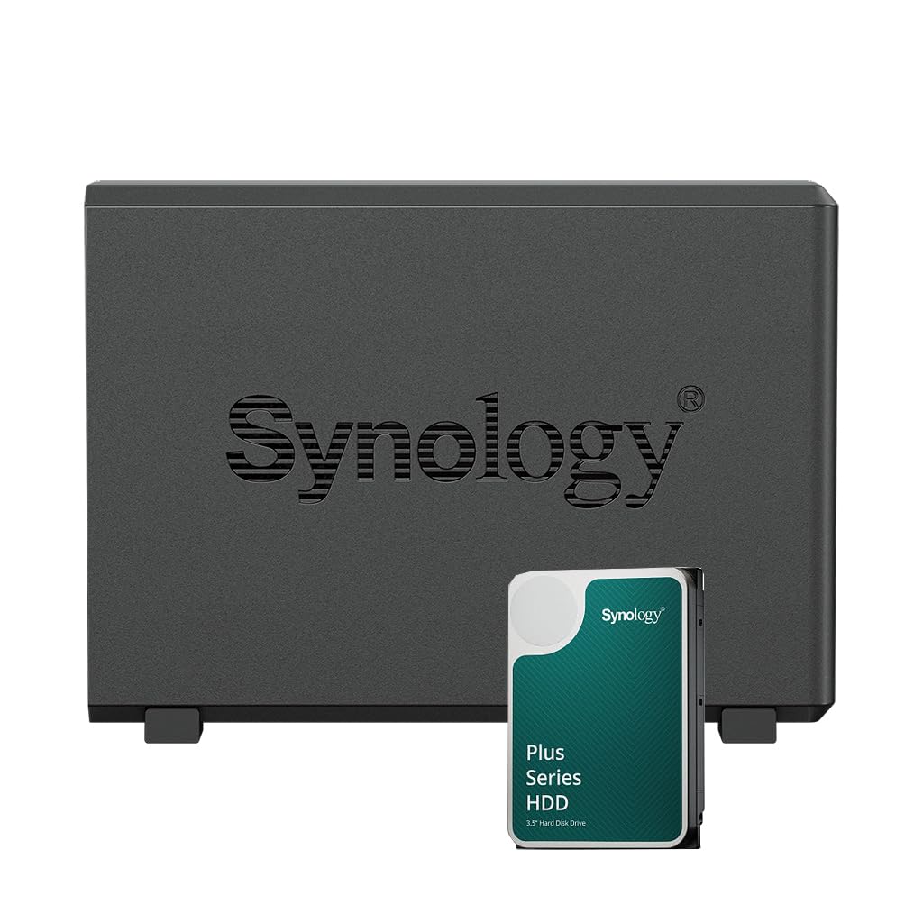 Synology DS124 NAS-Bundle 1 GB mit 1 Synology Festplatte 12 TB HAT3300, unmontiert, Schwarz