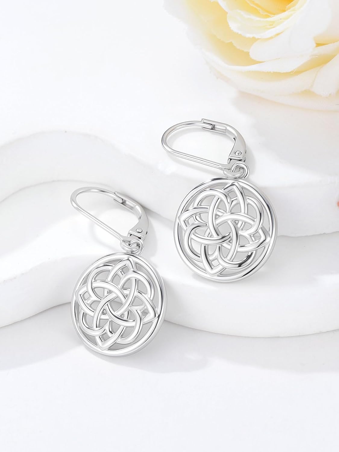 Dorunmo Celtic Knot Earrings 925 Sterling Silver Vintage Celtic Knot Leverback Dangle Earrings Jewelry Gift for Women Mom Grandma - Image 3