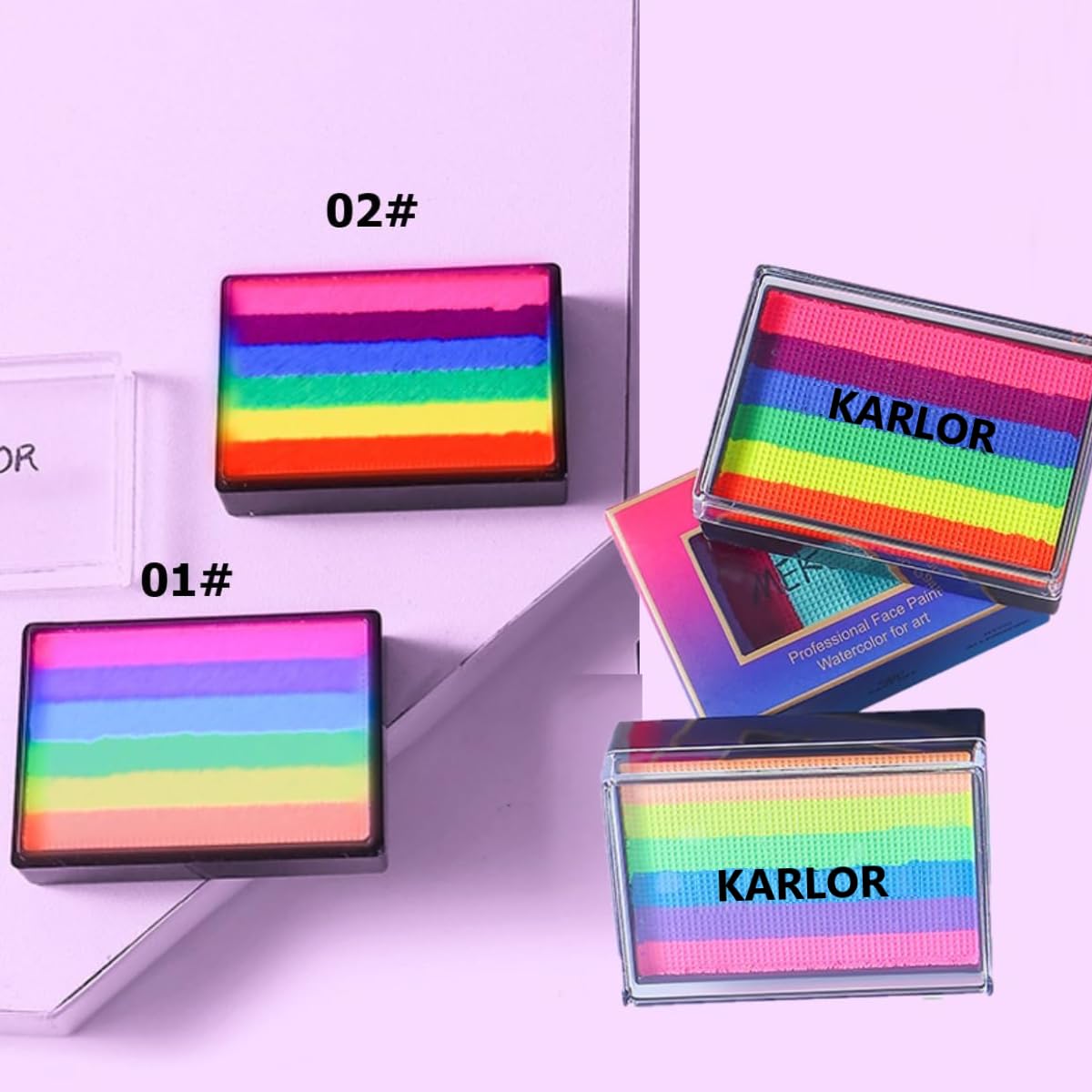 Paleta De Pintura Facial KARLOR De 25 G – 6 Colores Arcoíris Solubles En Agua, Maquillaje Para Carnaval, Halloween Y Festivales (No Grasa Y Fácil De Limpiar)