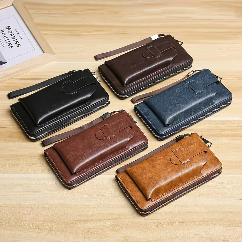 Women’s Wallet – Vegan Leather, Stylish & Vintage Design, Multi-Card Slots, Money Clip, Zipper Coin Pocket, Phone Holder – Ideal for Travel, Shopping & Daily Use (Cherry)2