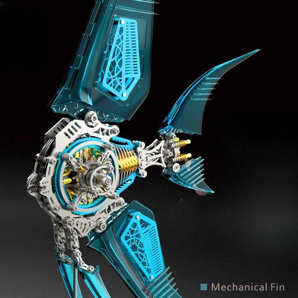 Generico Puzzle 3D in Metallo Modello Pesce Pinne Assemblaggio Fai da Te Puzzle Steampunk 529 Pezzi Puzzle 3D Adulti Standard Edition - Blue