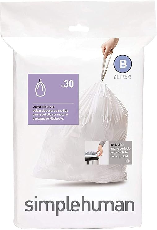 Simplehuman Bin Trash Can Bags Liners New 6l Litres Size B Box Pack of 30 Health