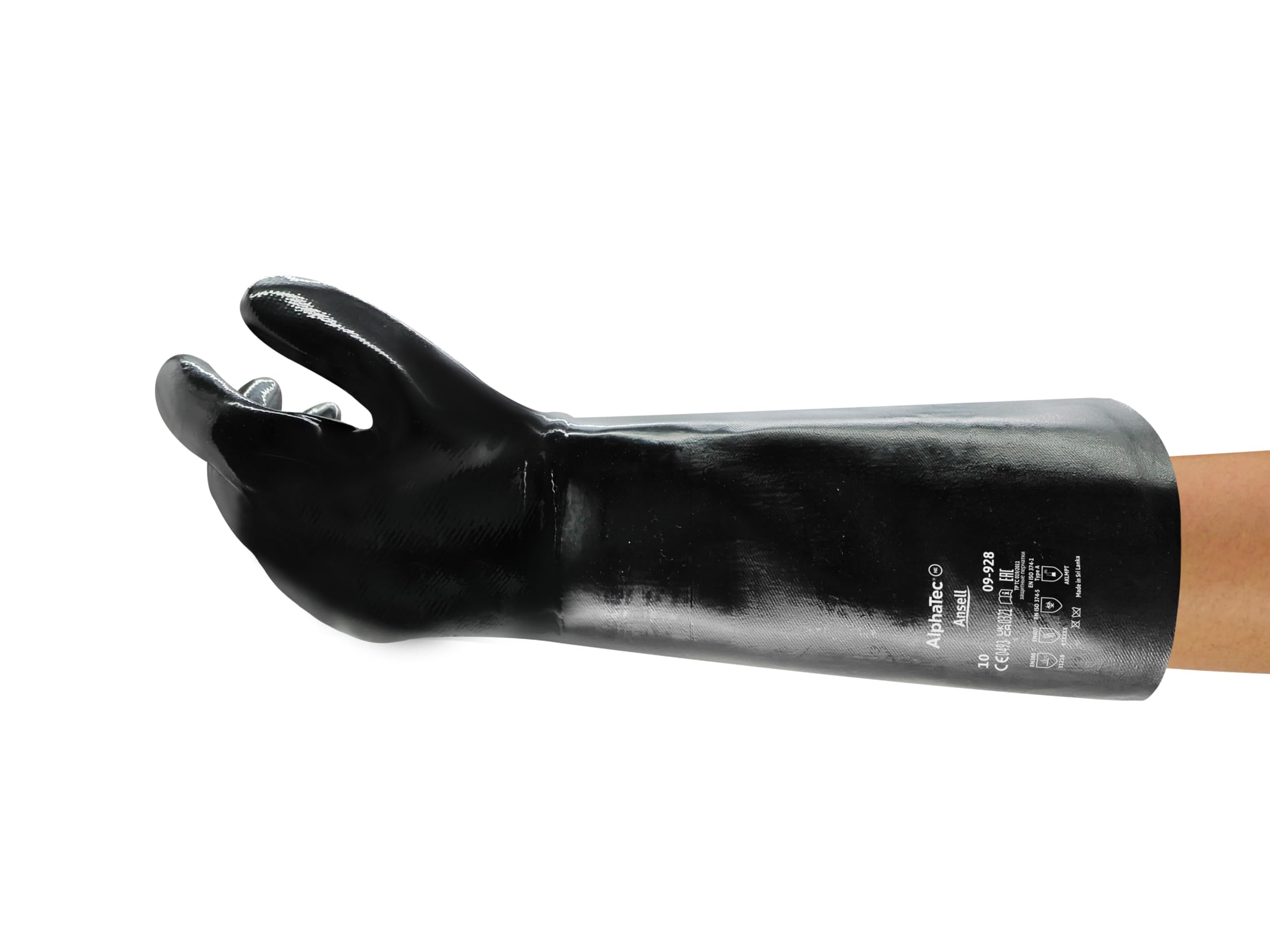 Ansell AlphaTec 09-928 Guantes de Trabajo de Neopreno, Resistentes a Productos Químicos, Guantes Industriales Reutilizables, Talla XL (12 Par)