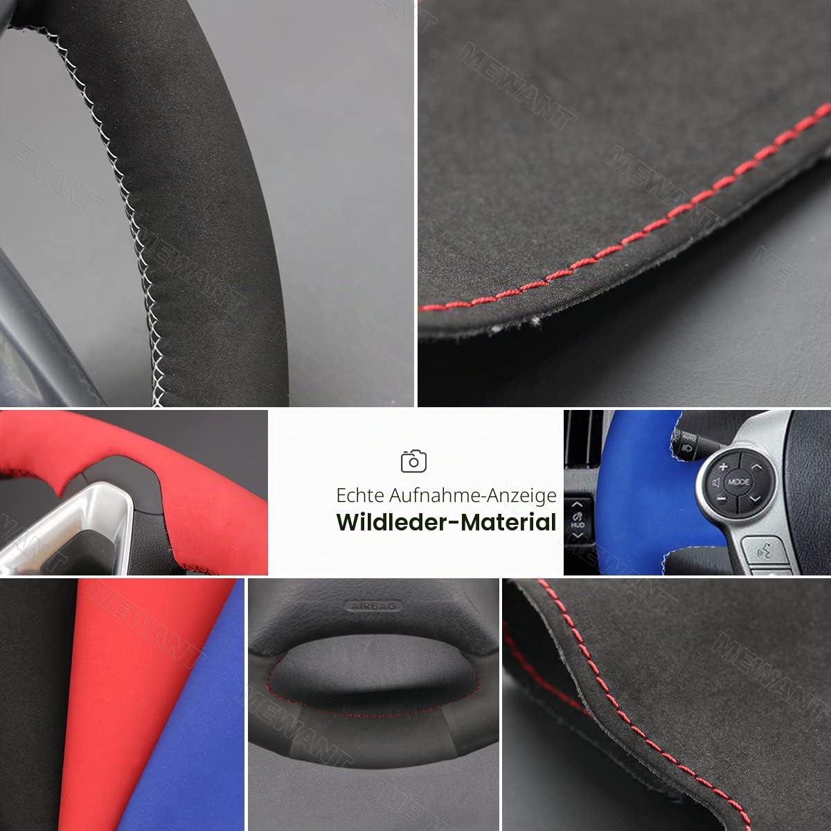 MEWANT Passgenauer Lenkradbezug zum Nähen für E46 E39 325i E53 | E46 E39 325i E53 X5 Echtes Leder Lenkrad Atmungsaktiv Für Beheizte Lenkräder Langlebig