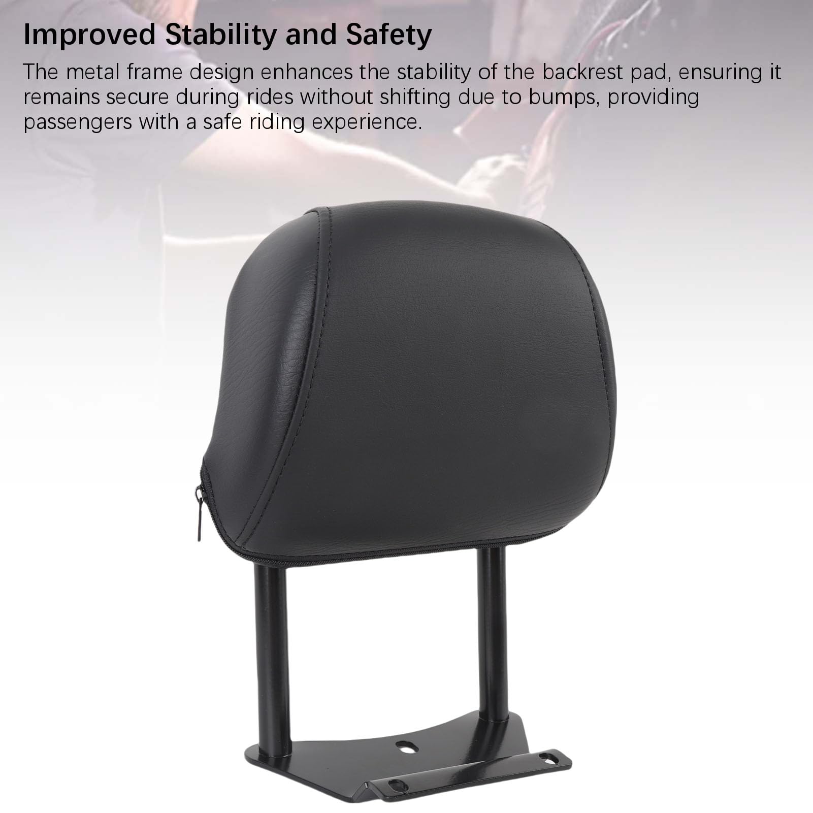 Generic Schienale Passeggero Posteriore per Moto, Comodo Ed Elegante Supporto per Motociclisti Pelle PU Nera