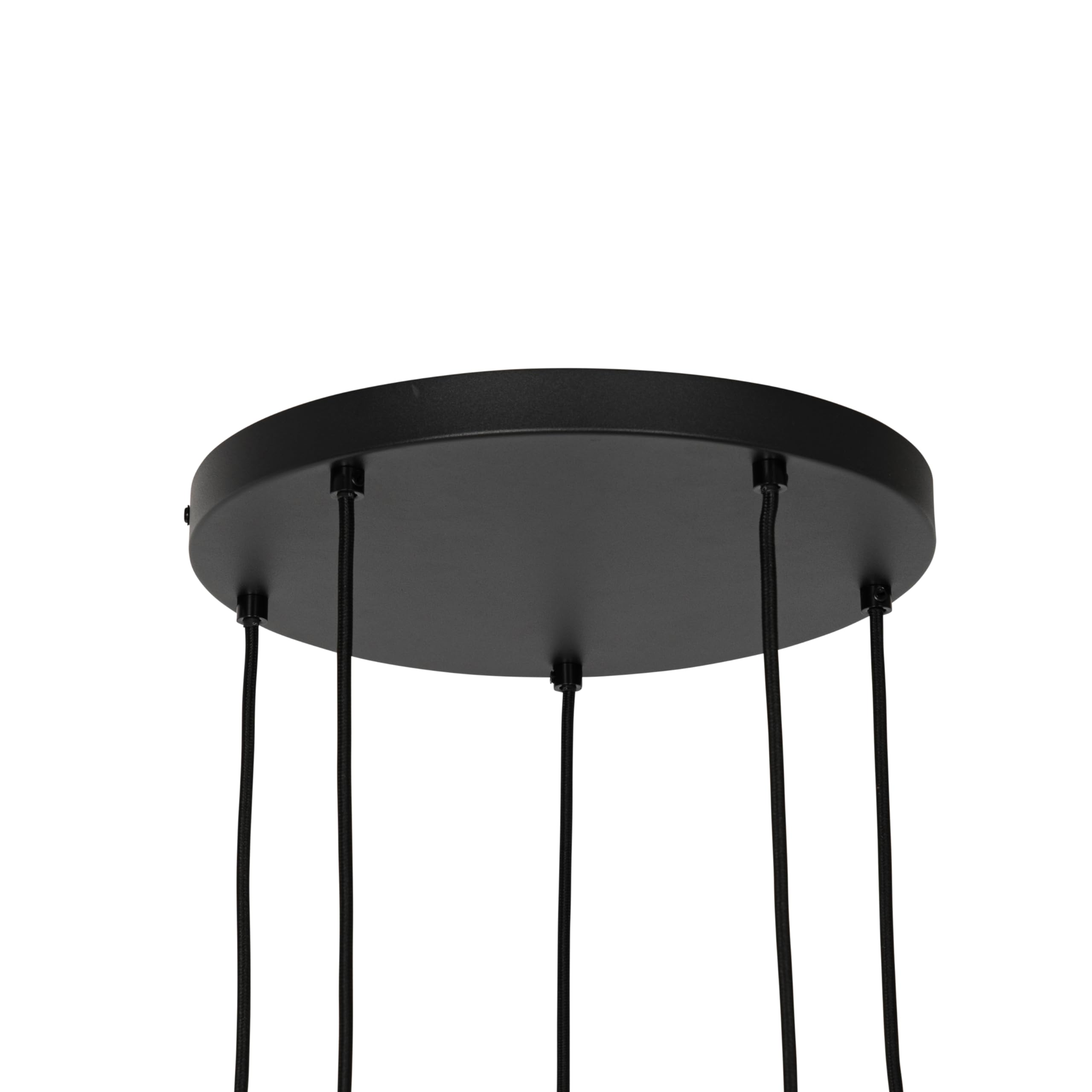 Qazqa Art Deco Pendelleuchte, Pendellampe - Josje - Schwarz mit Rauchglas, Rund, 5-flammig,