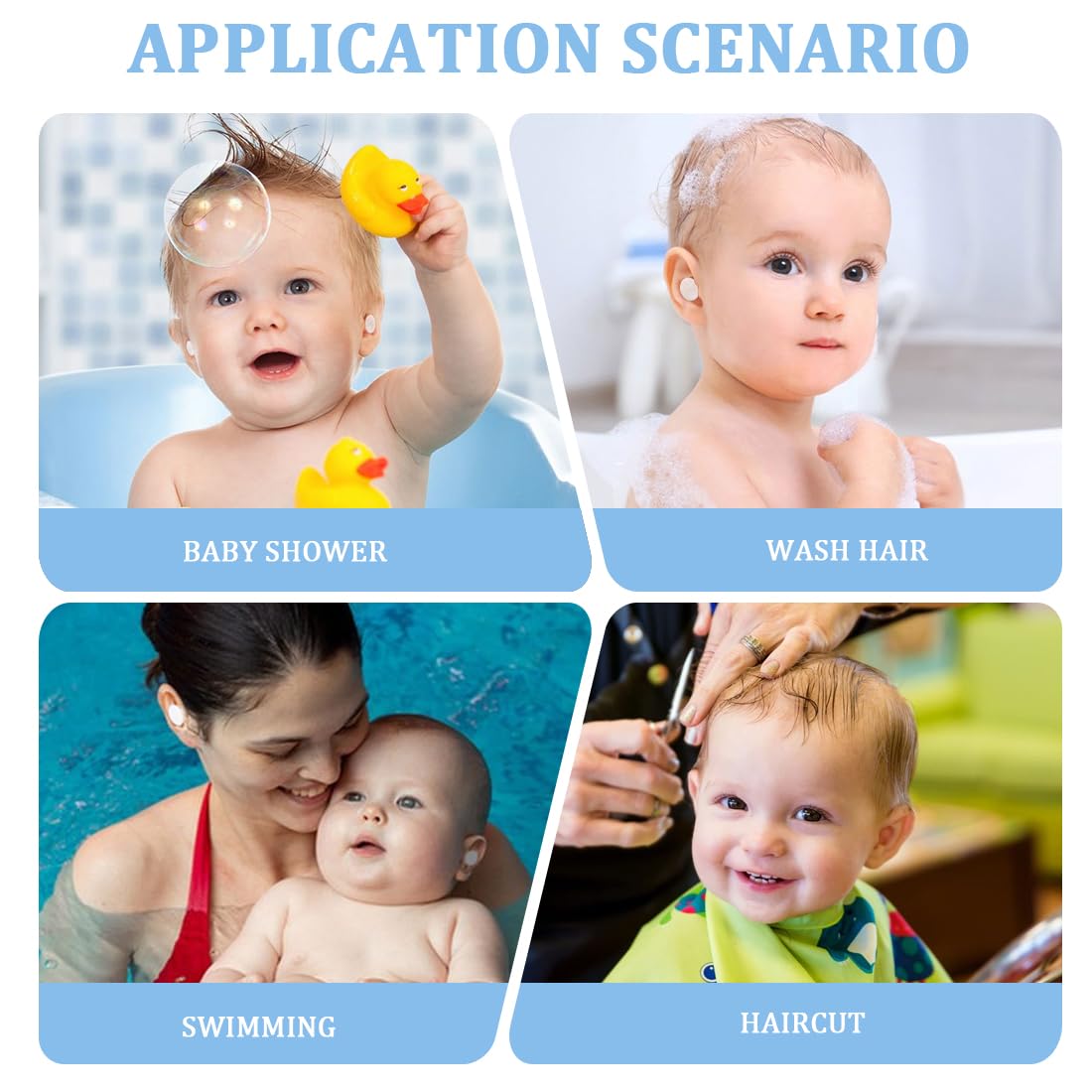 Protezione Impermeabile per Orecchie Bambini - 40 Adesivi per Doccia, Nuoto, Surf, Neonato - Copriorecchie Monouso per Snorkeling