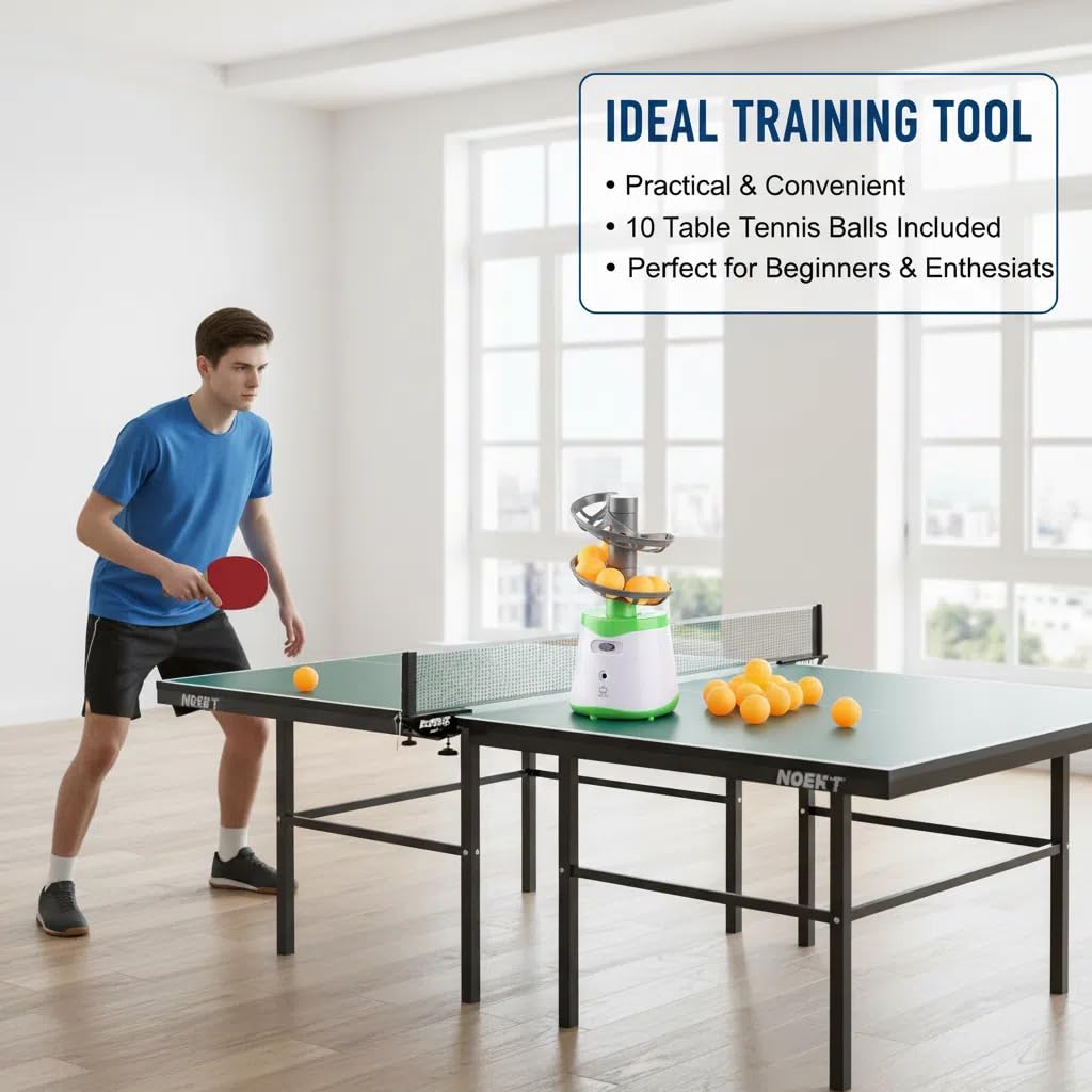 plplaaoo Lanceur de balles de tennis de table, machines à balles de tennis de table avec performance stable, machine d'entraînement automatique avec 10 balles pour débutants et passionnés offrant