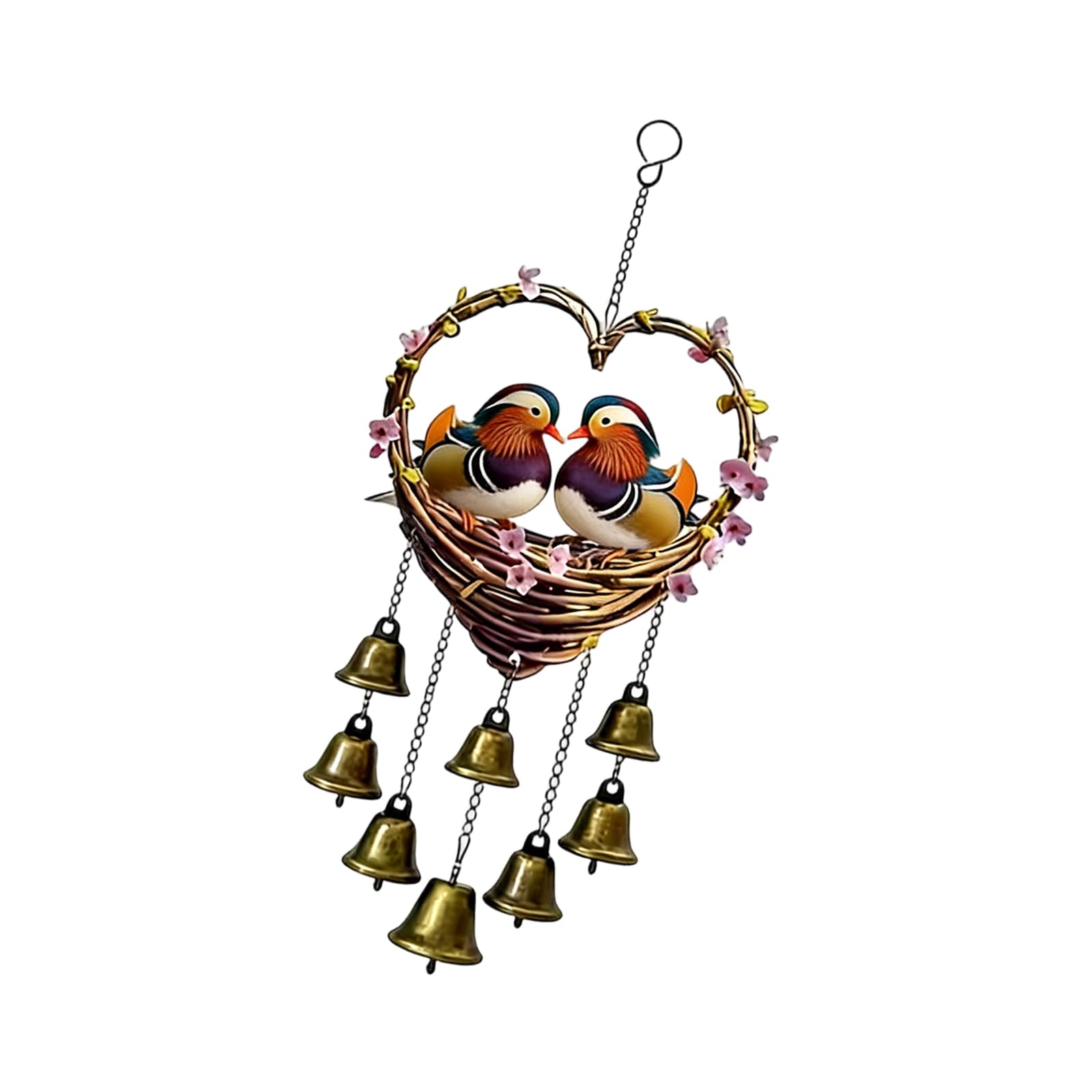 Tsophreniq Heart Shaped Aeolian Bells Butterfly Ornaments 2D Acrylic Bird Aeolian Bells Decorations for Indoor and Outdoor Heart Molded Wind Toll with Butterflies