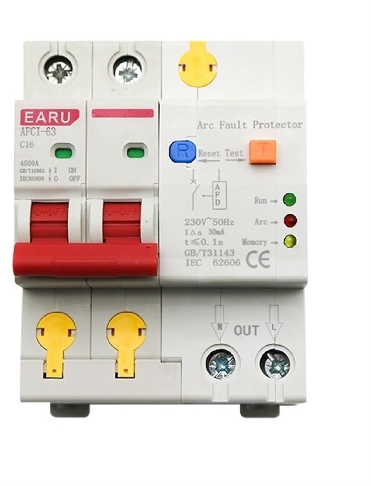 220V 2P AFDD AFCI Protector de fallas de Arco Dector disyuntor interrupción sobrecarga Fuga a Tierra protección de Voltaje de Cortocircuito(20A)