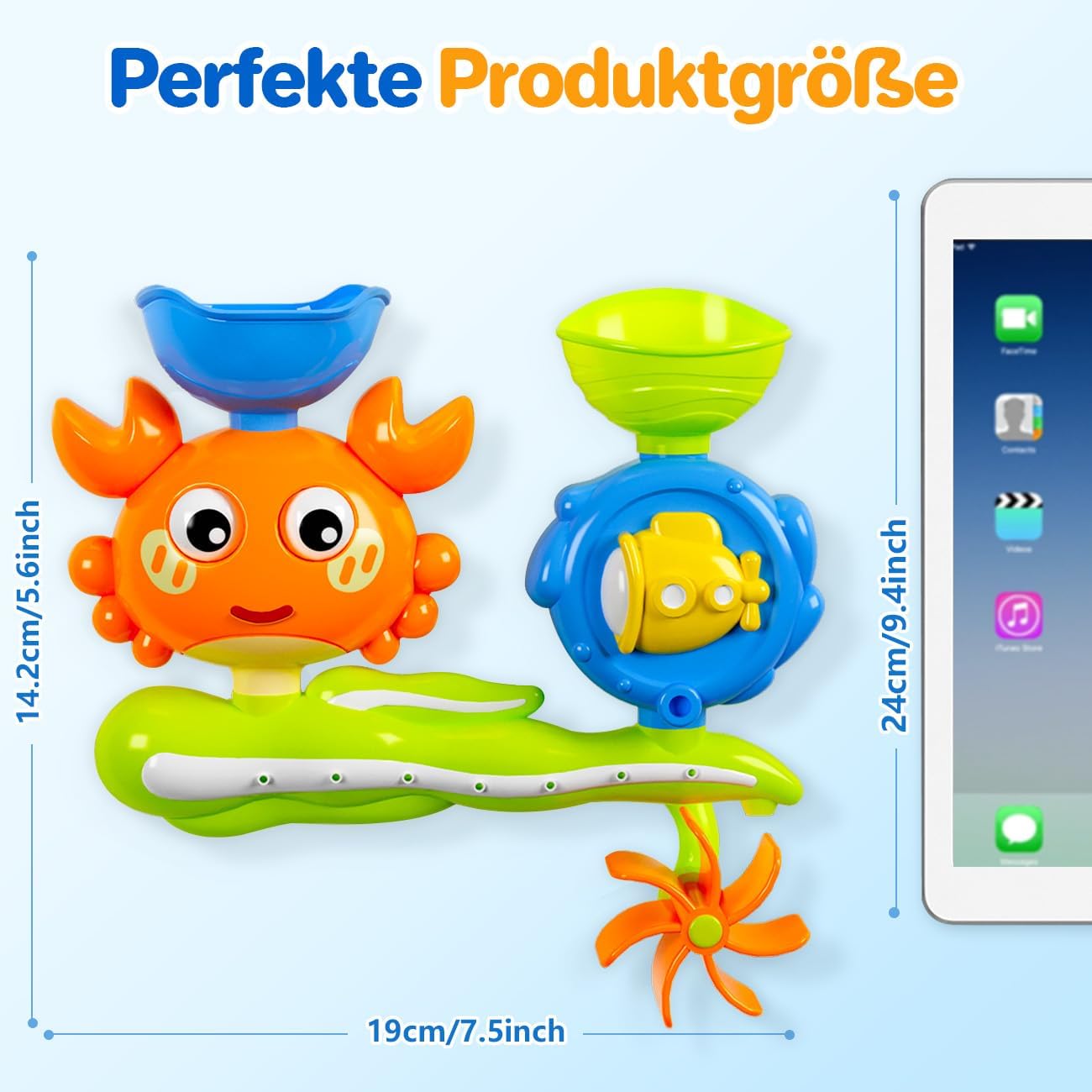 Juguete de baño para niños de 1 a 3 años: a partir de 1 año de juguete acuático, cangrejo de agua, juguete de bañera y exterior, juguete educativo regalo para niños, niñas, cumpleaños de bebé, regalo