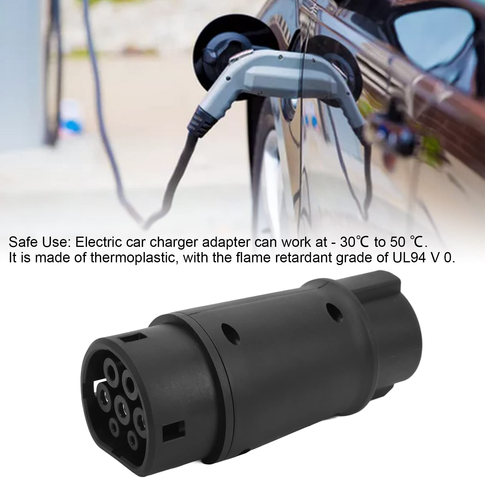 Aramox Tipo 1 a Tipo 2 Adaptador de Carga para Vehículos Eléctricos Conector EV 16‑32A 220‑250V para Vehículos Estándar de EE. UU. a la UE