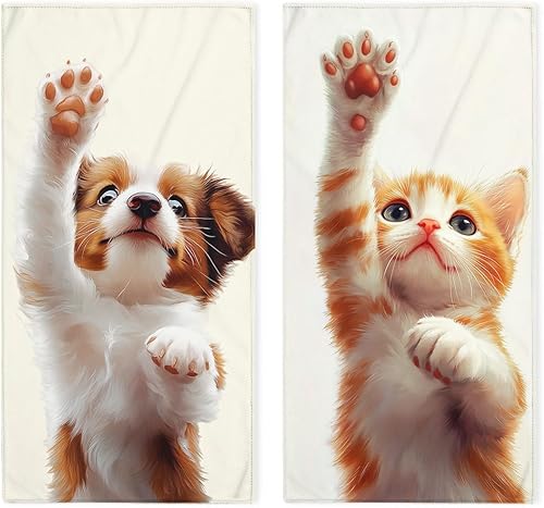 Miniatura 28 de Juego de 2 toallas de mano de mediados de siglo, colores retro atómicos modernos de los años cincuenta, toalla para baño, cocina, ligera, Mediados