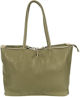 Pelletterie Borghese | Borsa da Donna in Pelle | Verde Chiaro | Vera Pelle | Borsa a Spalla | Unico Scomparto Grande | Made in Italy | MODELLO CARLOTTA
