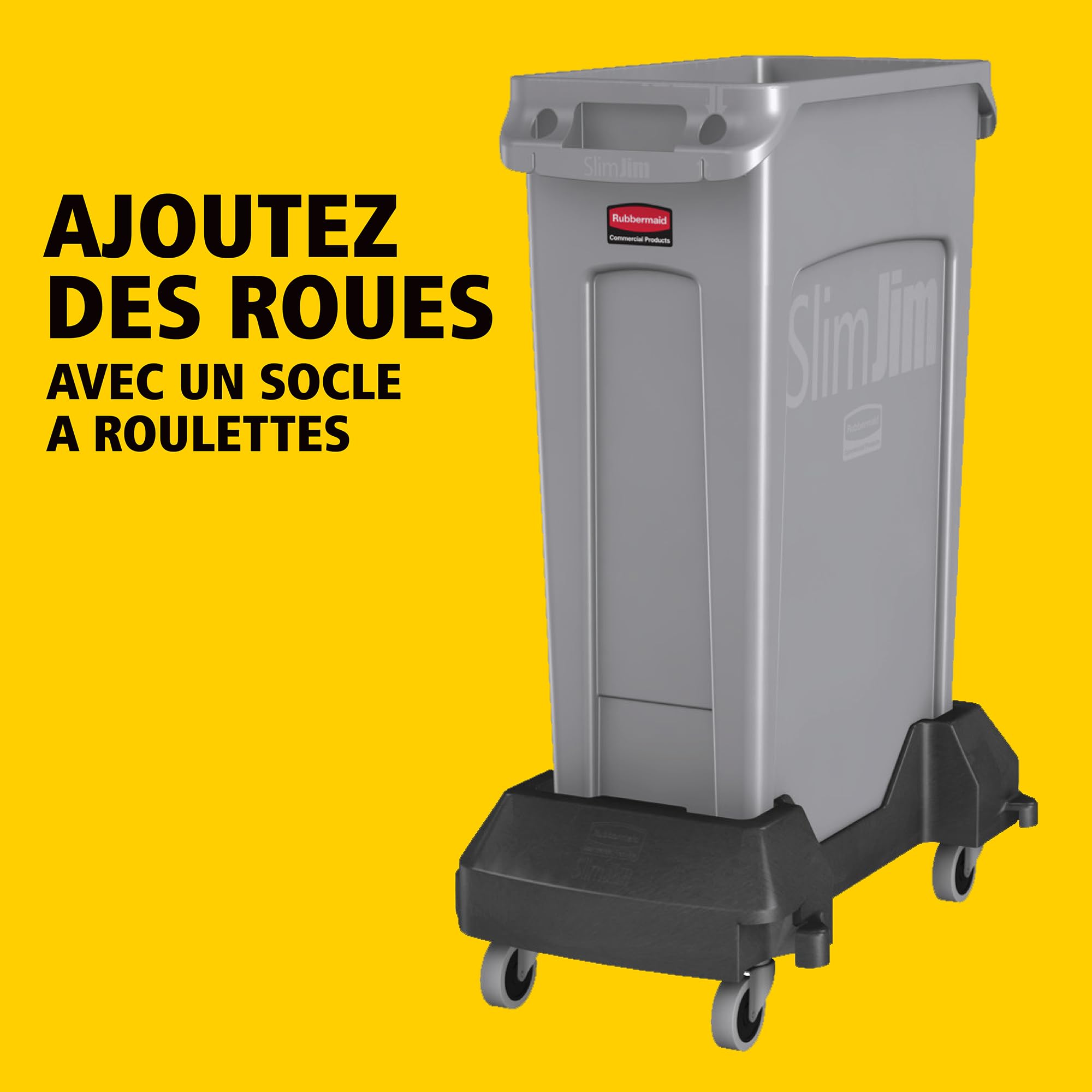 Rubbermaid Commercial Products Slim Jim Collecteur Ventilé Rectangulaire | En Plastique pour Cuisine et Bureau | 60 L, Noir