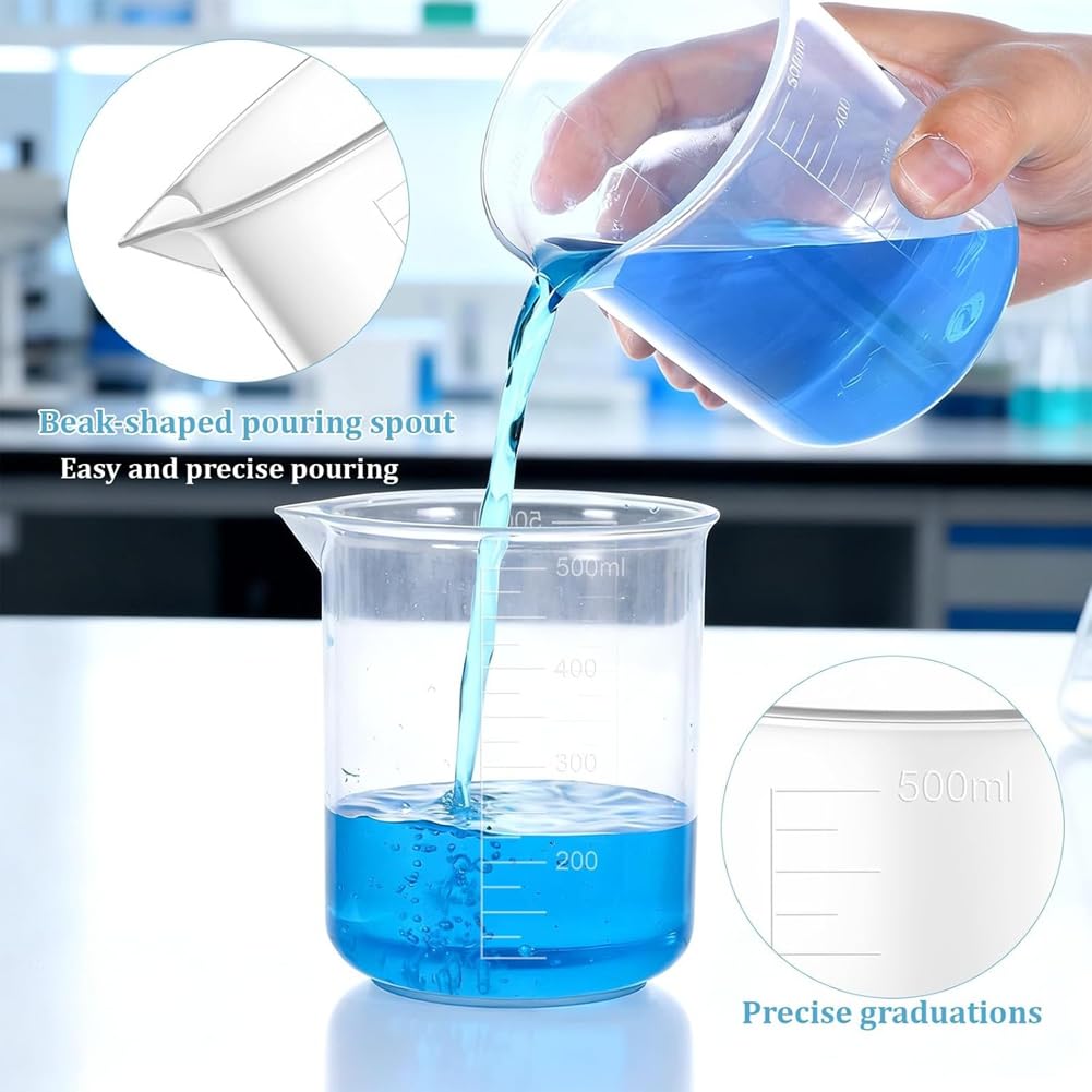 Paquete de 20 Vasos de Plástico con Graduación de 500 Ml, Vaso Medidor Transparente de 17 Oz, Vasos Mezcladores de Epoxi para Medir Líquidos.