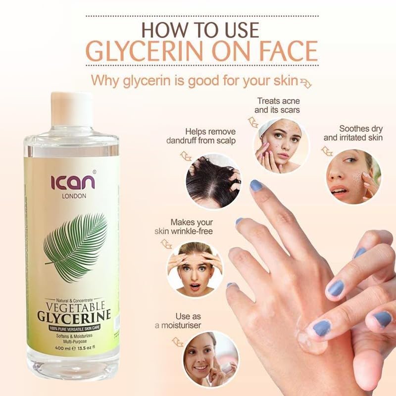 ICAN LONDON 100% Natural & Concentrate Vegetable Glycerine For softens & Moisturizes the skin (400ML), 400 ml (Pack of 1) - Image 4