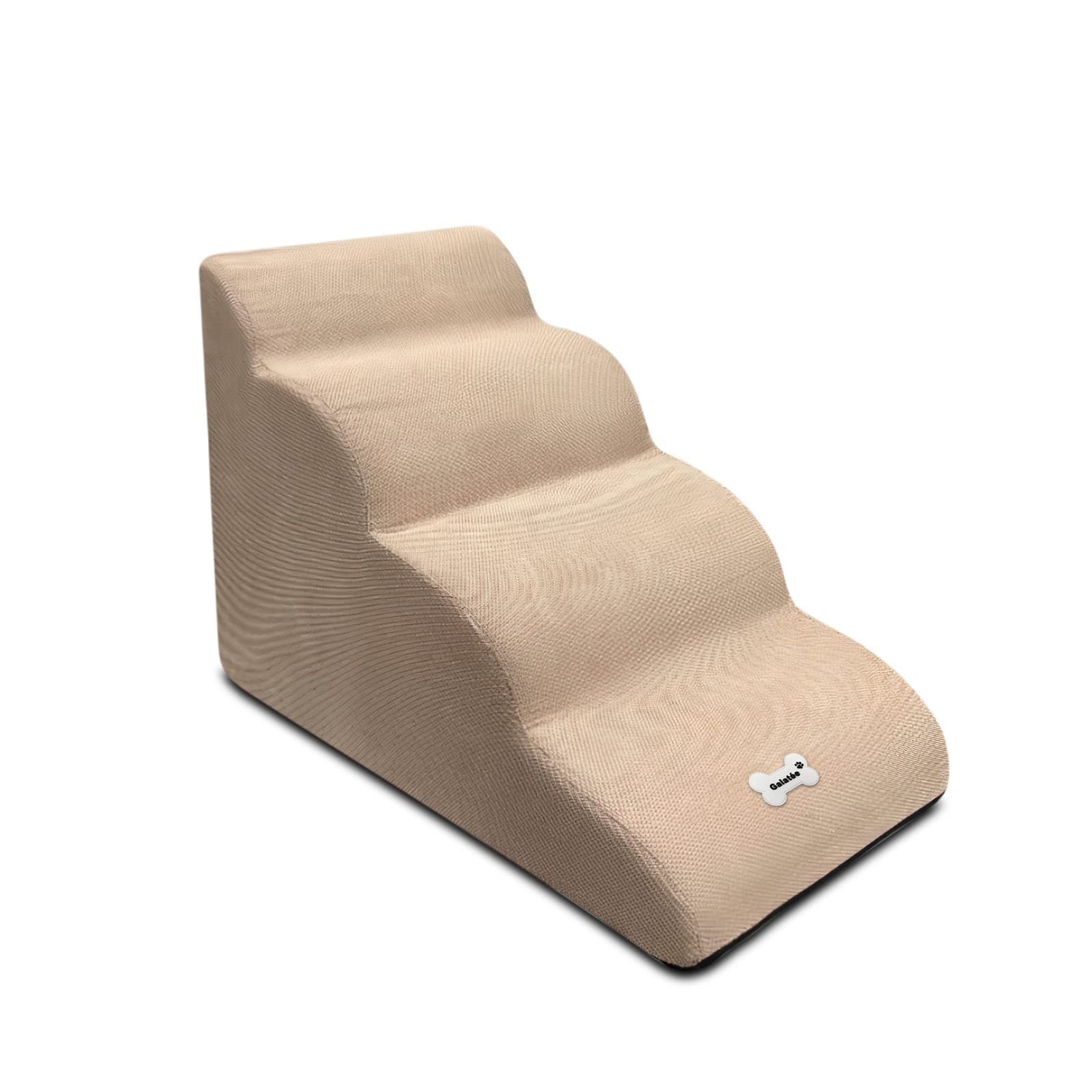 Galatée Escaleras para Perros, Escaleras para Mascotas Extraíbles y Lavables, Rampa para Mascotas Antideslizante De 4 Escalones, Escalones para Perros para Sofá De Cama Alta(Marrón Claro)