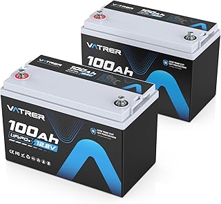 VATRER POWER 2 Pack 12V 100AH LiFePO4 Battery, Built-in 100A BMS, Low Temp Cutoff Lithium Battery 1280Wh, 5000+ Deep Cycles, Perfect for Marine, RV/Camper, and Off-Grid Life