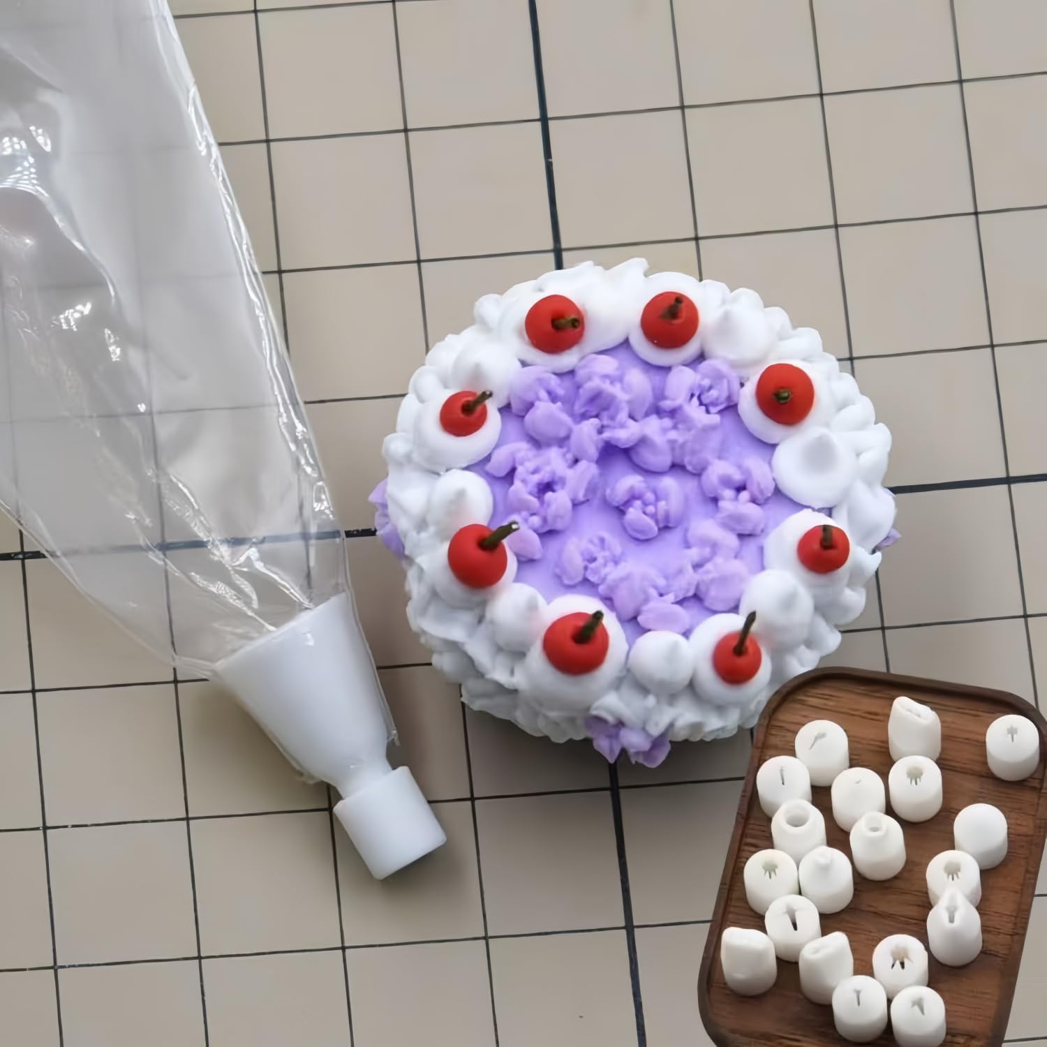 21 pieces Original Mini Clay Nozzles, Cupcake Icing Piping Kit, Hand Decorating Tips Accessories Precision Mini Tools DIY decoration - with a Converter Headand 10PCS Pastry Bags & Tips Set
