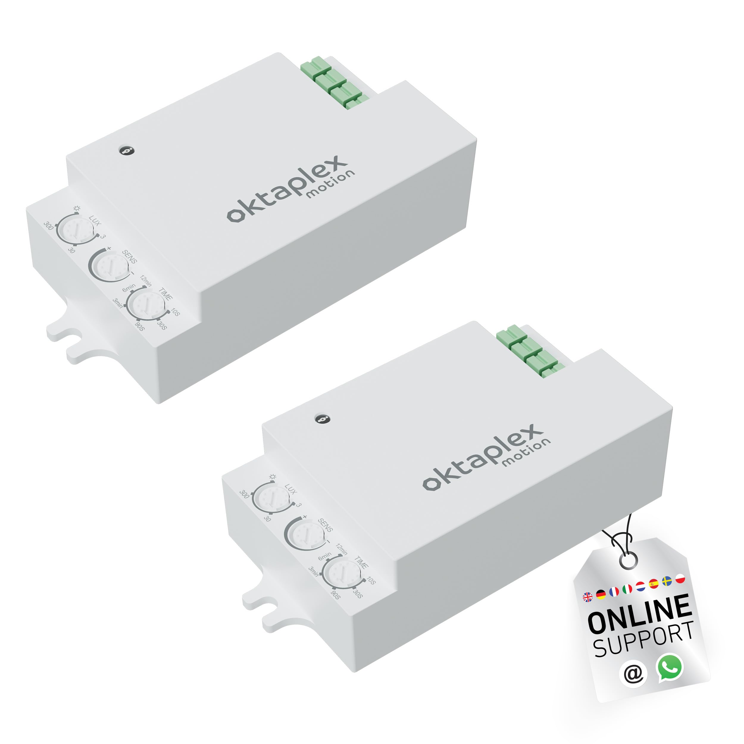 Set da 2 Oktaplex Amy rilevatori di presenza HF 24 GHz bianchi | Modulo radar da integrare nelle lampade LED per il controllo invisibile della luce