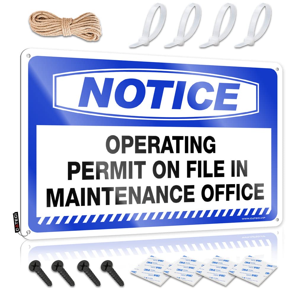 STWNVOITV Funny Metal Signs Decor Notice Operating Permit On File In Maintenance Office Tin Sign Funny Wall Decor Signs Bar Accessories Man Cave(20X30CM)