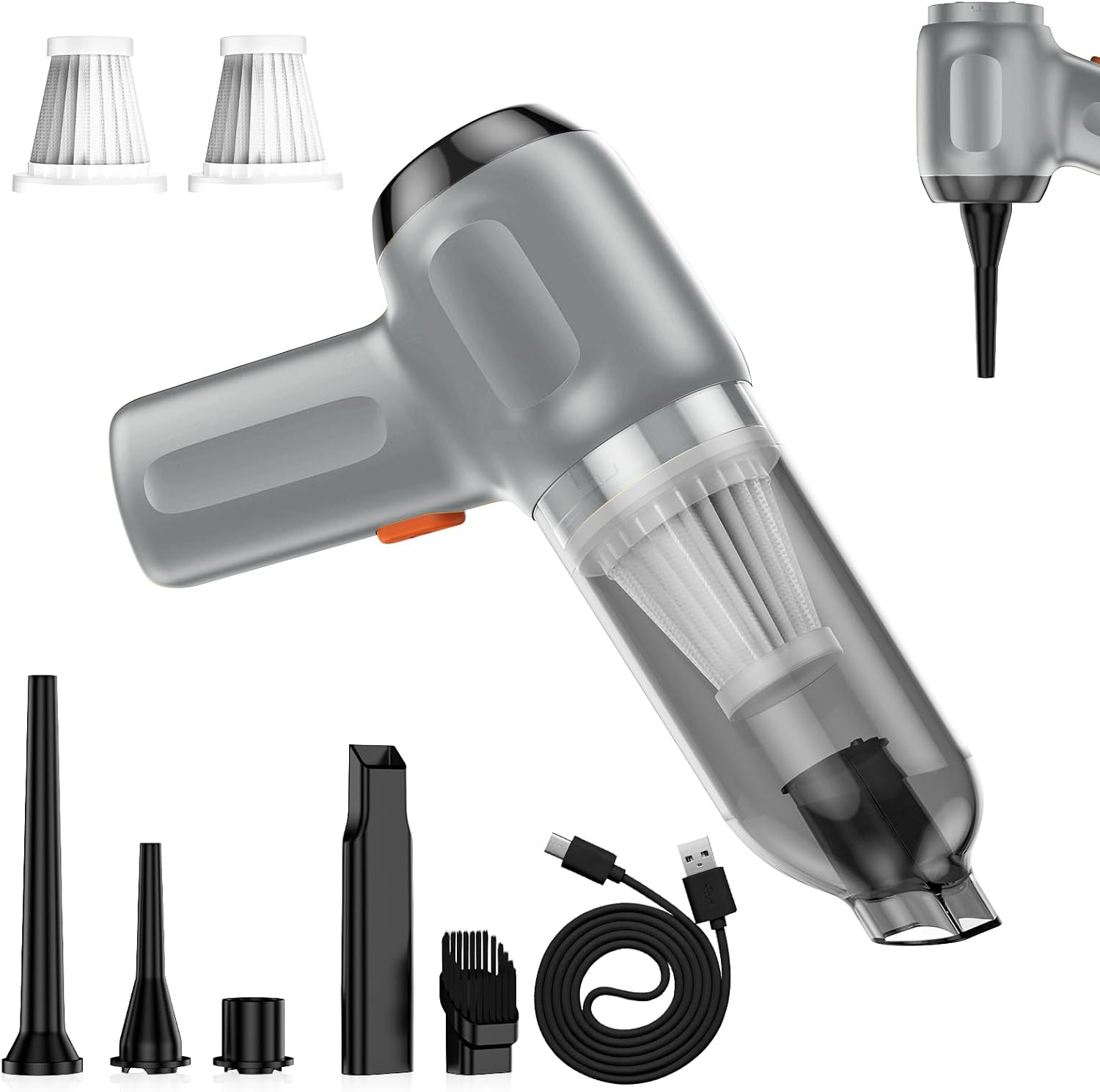 Fanisic Mini Car Vacuum, Cordless Handheld Vacuum Cleaner Rechargeable, 15000PA Strong Suction, 3 in1 Dust Buster/Air Blower/Hand Pump for Car/Keyboard/Home/Office, Inflate/Deflate Swim Ring Fanisic Mini Car Vacuum, Cordless Handheld Vacuum Cleaner Rechargeable, 15000PA Strong Suction, 3 in1 Dust Buster/Air Blower/Hand Pump for Car/Keyboard/Home/Office, Inflate/Deflate Swim Ring