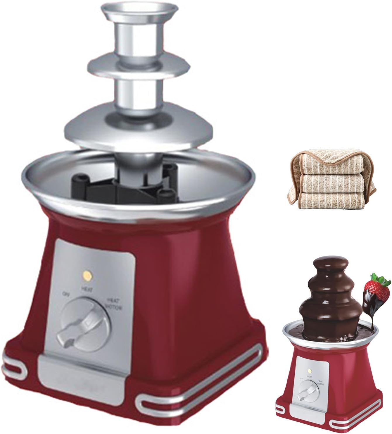 Chocolate Fountain Machine Stainless Steel 3-Tier Electric Adjustable Thermostat Chocolate Fondue Fountain for Parties, Holidays (1 Set)